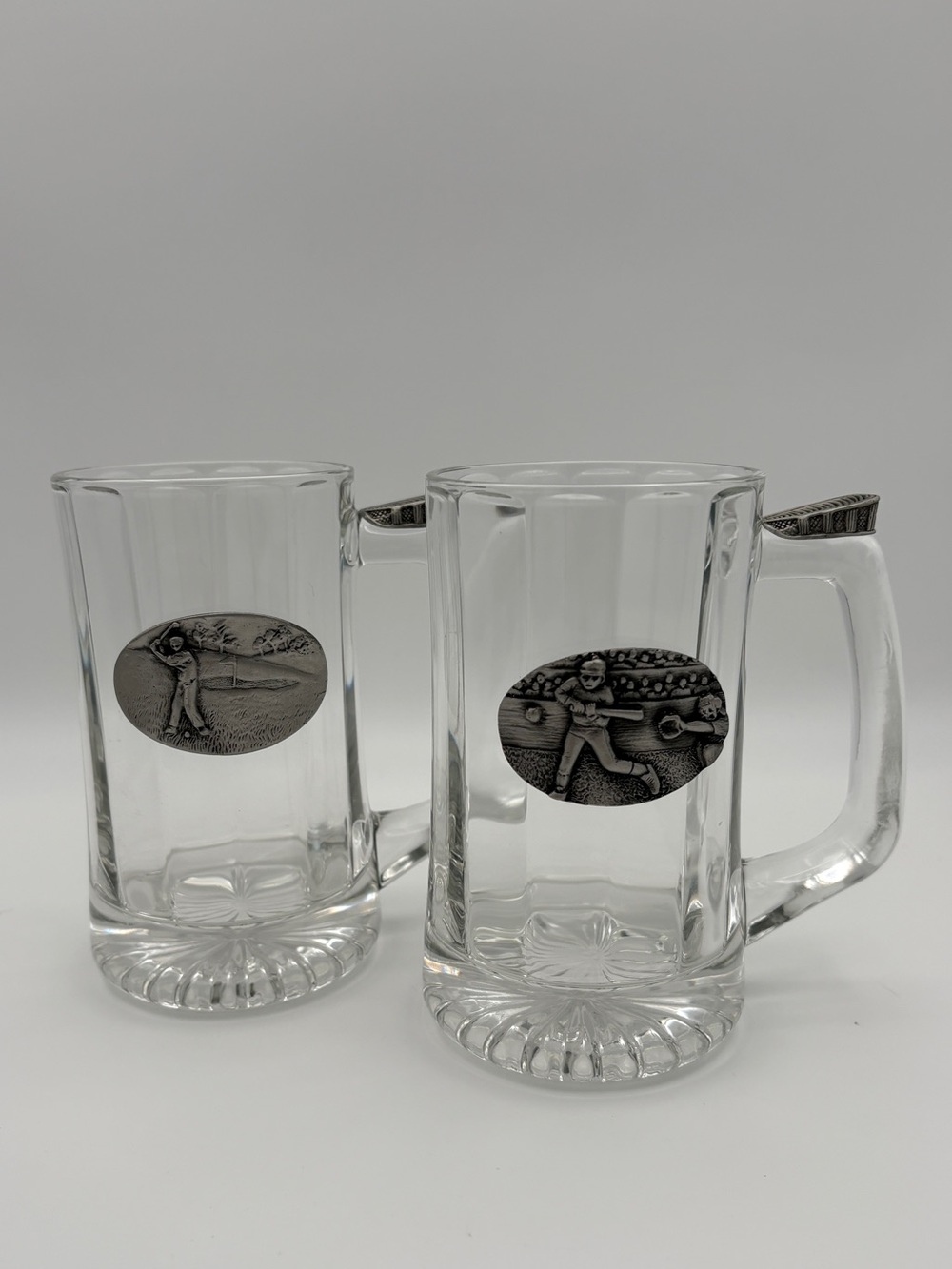 Vintage Glass Beer Steins Set Pewter Baseball Golf Canada